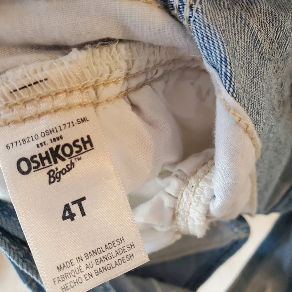 OshKosh Bgosh Baby Girls Denim and White‎ Eyelet Lace Overall Dress 4t